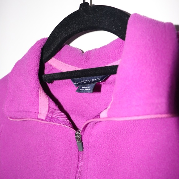 Polartec Lands’ End Purple Fleece Pullover | Warm Outdoor Quarter-Zip - Picture 4 of 5